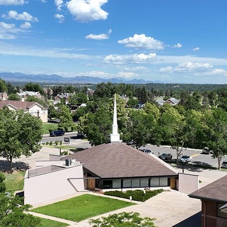 Aerial view of the church campus